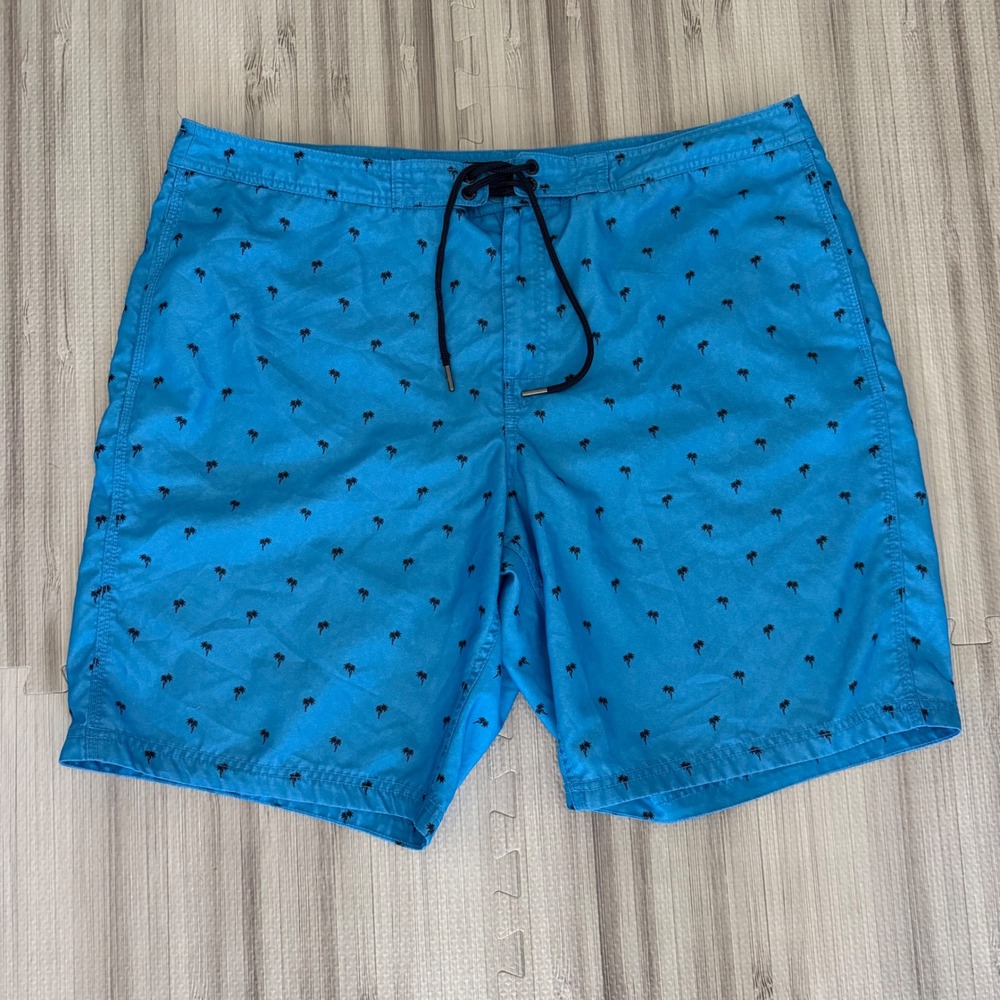 Banana Republic‎ Board Shorts Mens 38 Blue Palm Tree Print Swim Trunks
